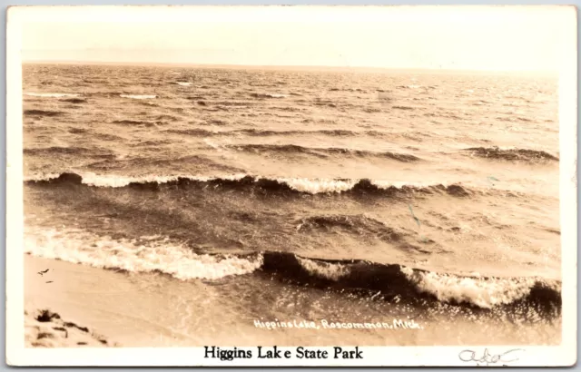 Roscommon Michigan,1939 Higgins Lake State Park Real Photo RPPC Vintage Postcard