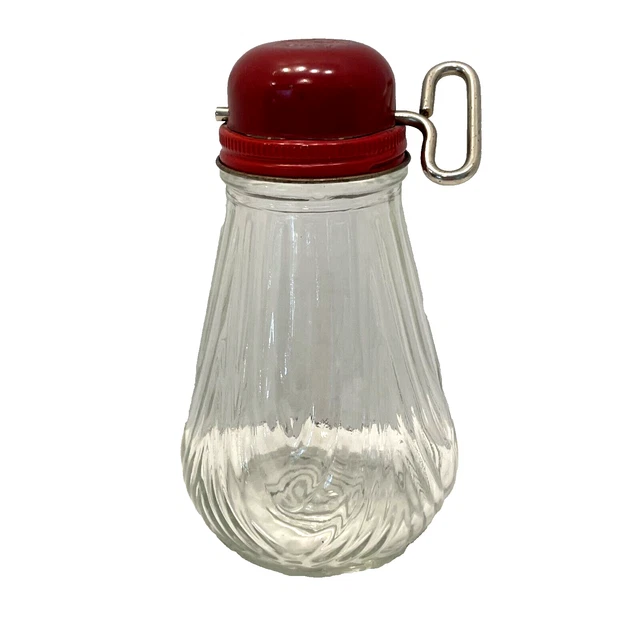 VINTAGE HAZEL ATLAS? Nut Food Grinder Chopper Jar Red Metal Lid/Cap