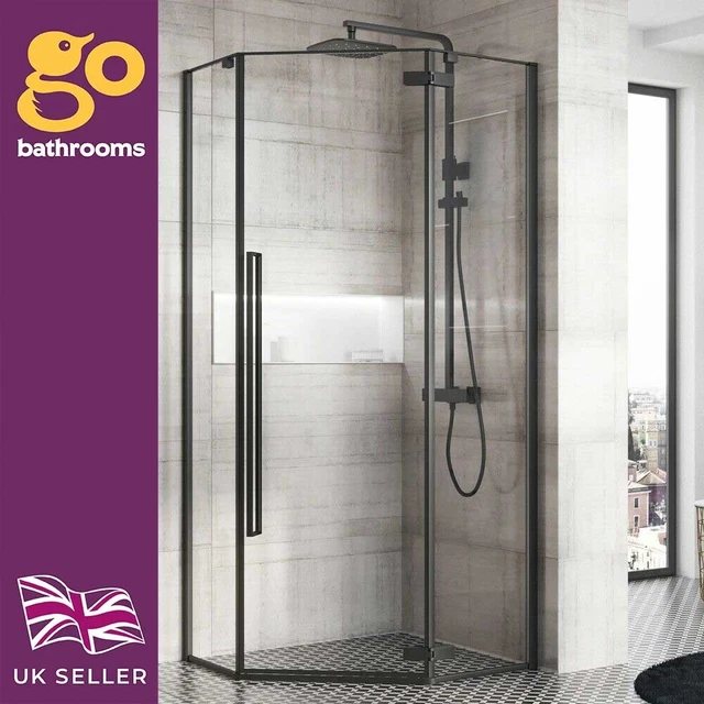 BLACK BATHROOM CORNER Shower Quadrant Cubicle Matt Black Shower