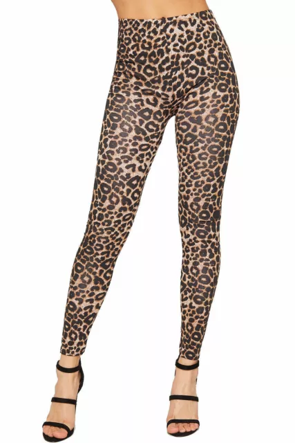Nuovo Donna Stampa Animale Leopardo Lunghezza Piena Pantaloni Leggings 8-26