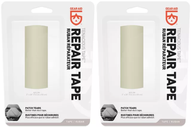 GEAR AID Tenacious Tape Repair Tape, 3 x 20 - OD Green Nylon (2-Pack)