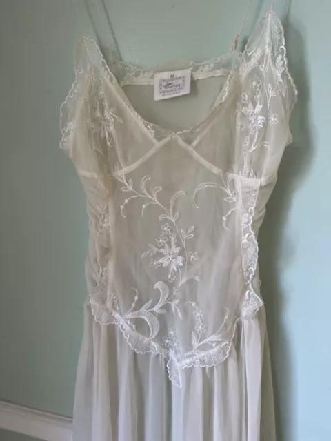 JANE WOOLRICH M cream ivory slip nightgown lace strappy $59.10 - PicClick