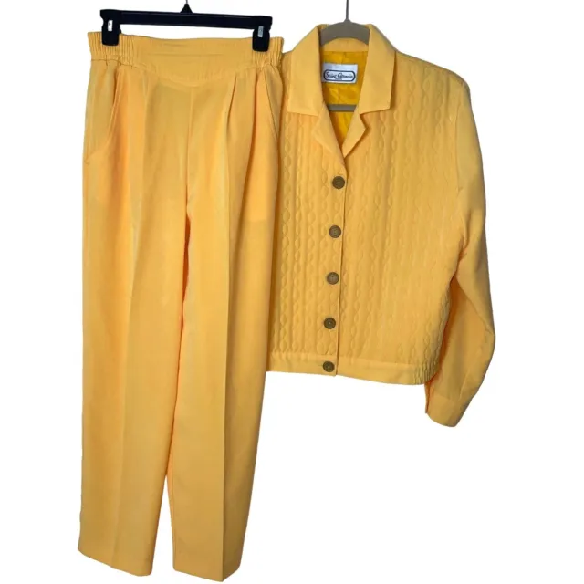 Saint Germain Paris Vintage Womens Pantsuit Size Small Yellow Elastic Waist 80s