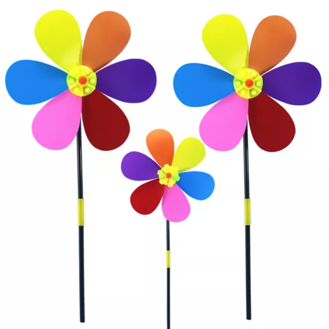 Molino de viento con forma de flor de juguete de jardín para niños al aire libre