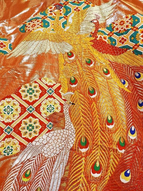 Japanese Kimono Uchikake Luxurious Wedding Embroidery Pure Silk Peafowl K482 4