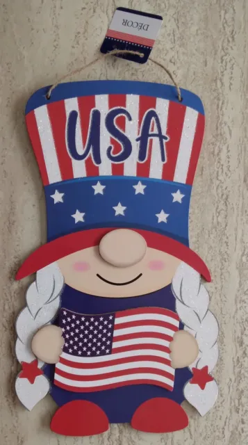 4Th Of July Patriotic Gnome Wall Hanging