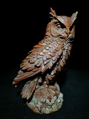 Chinese owl wooden statue sculpture decorative decor Boxwood carved carving art