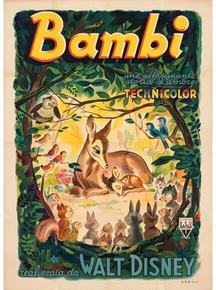 Vintage Bambi Movie Poster Print 17 X 12 Reproduction