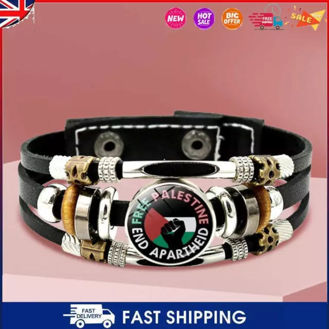 Palestine Flag Leather Bracelet with Metal Clasp 3 Strand for Women Men  Teens | eBay
