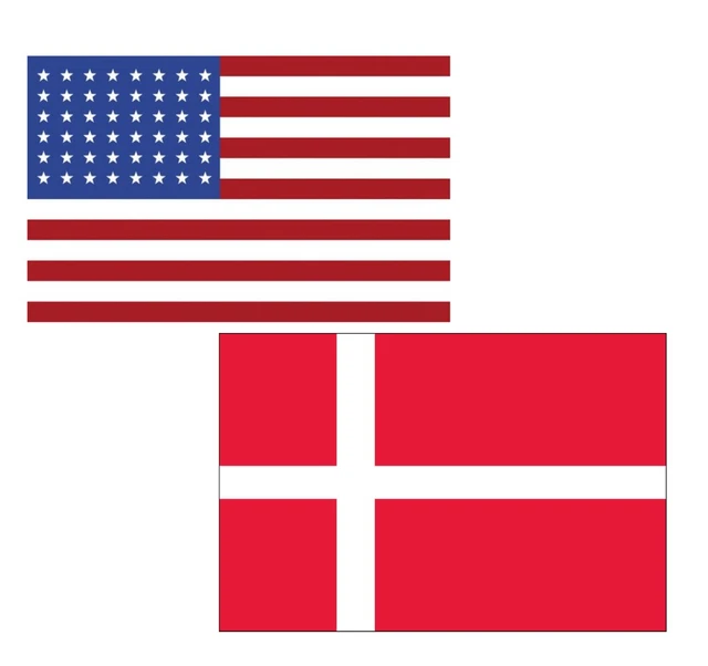 3'x5' Polyester USA & Denmark  Flag Set; One Flag for Each Country