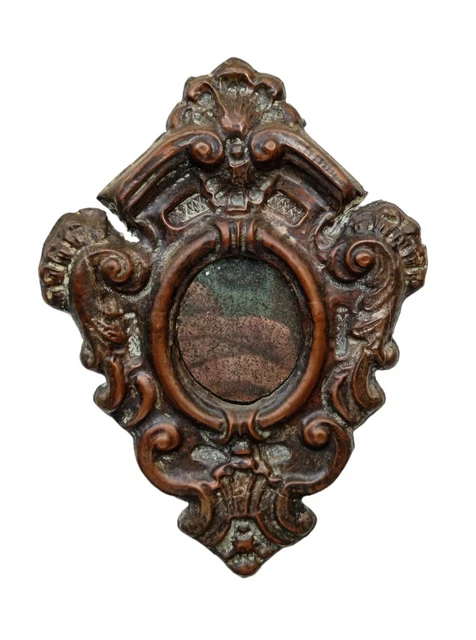 *HH* Antica cartagloria cornice specchio specchietto devozionale Religiosa
