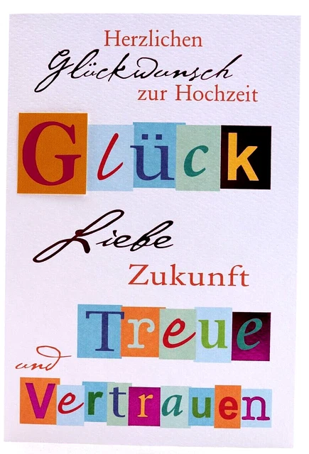 HOCHZEITSKARTE GLÜCK LIEBE Zukunft Karte zur Hochzeit Glückwunschkarte