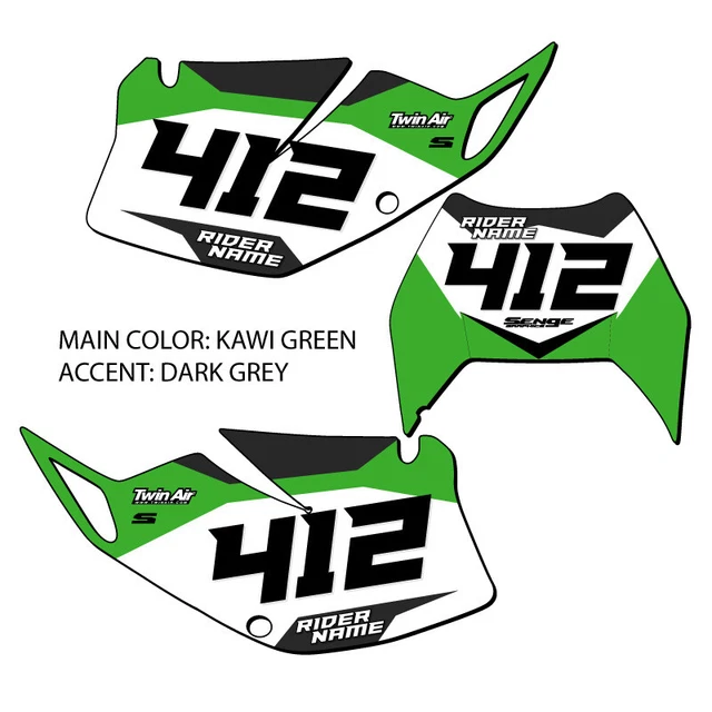KLX 250 SG63  Custom MX Number Plates Senge Graphics Kit Compatible with Kawa...