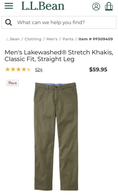 Men's Lakewashed Stretch Khakis, Classic Fit, Straight Leg