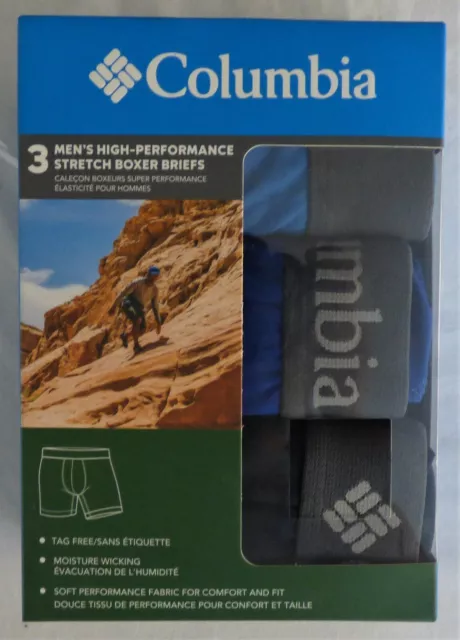 COLUMBIA BOXER BRIEFS Mens 3 Pack High Performance Stretch Size S M L or XL  $19.99 - PicClick