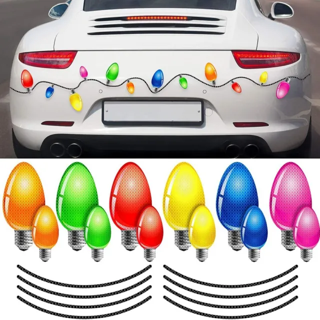 20x Safe Magnet Reflective Stickers Automotive Christmas Lights Decals Xmas Bulb
