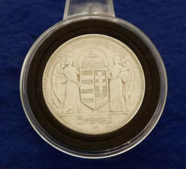 1930 Hungary 5 Pengo - Beautifully Designed Silver Coin - See PICS