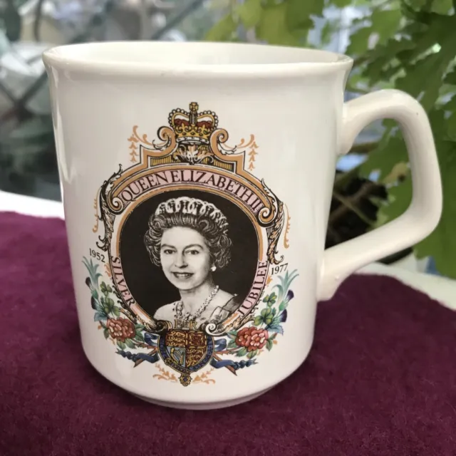 Queen Elizabeth II Silver Jubilee coffee mug, RWL London, ceramic, 1952-1977