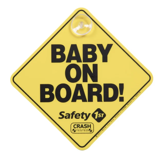 Safety 1st Baby on Board! Suction Cup Yellow Sign - NHTSA - Crash Tested NEW