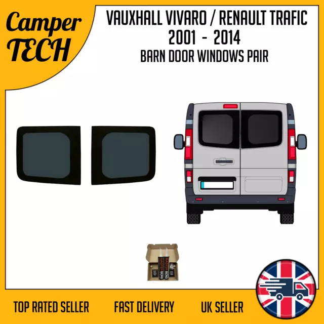 Vauxhall Vivaro 2001-14 Barn Door Rear Windows With Bonding Kit