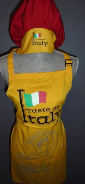 SUPERIOR UNIFORM GROUP TASTE OF ITALY Chef's Apron & Hat 2 piece set NEW