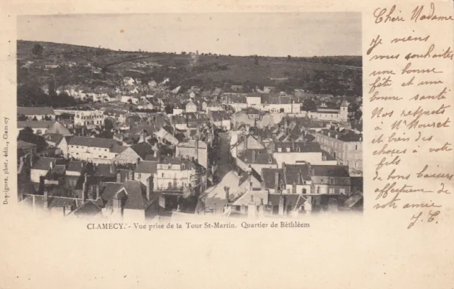 CLAMECY vue de tour st Martin quartier bethléem timbrée 1903  éd desvignes