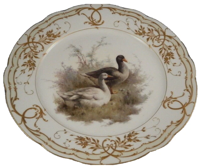 Art Nouveau KPM Berlin Porcelaine Geese Oiseau Scene Plaque Porzellan Teller