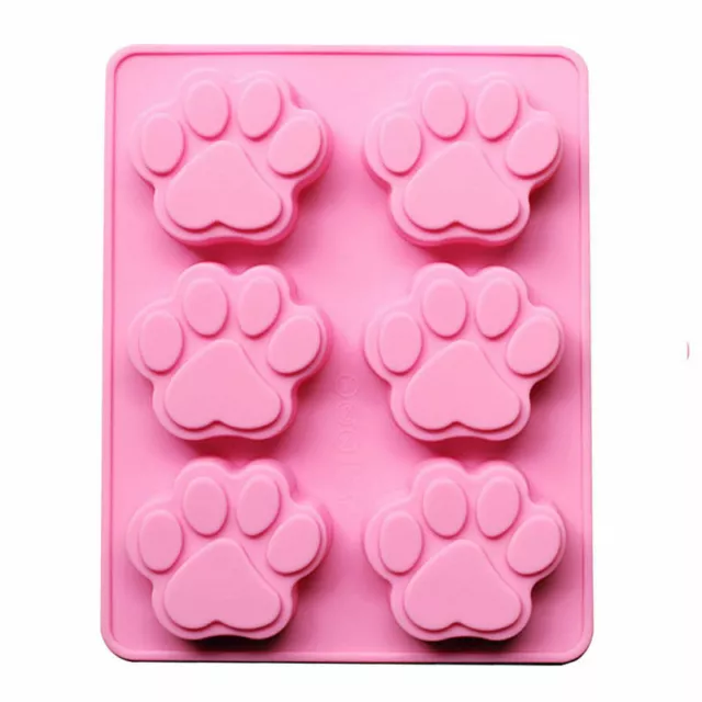 6 Paws Cat Dog Bear Pink Silicone Mould Chocolate Fondant Jelly Ice Cube Mold