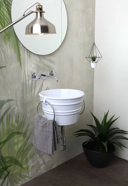 Lavabo Horganica Tondo Bacile – Ceramique Noir Profond 46,5cm, Pose Appui/suspendu