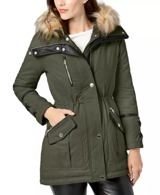 Guess Hooded Faux-Fur-Trim Anorak MSRP $250 Size S # 18A 7 Blm