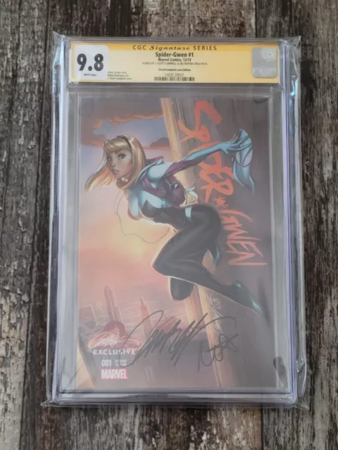 SPIDER-GWEN #1 J SCOTT CAMPBELL & NEI RUFFINO signed EXCLUSIVE CGC SS 9.8 MARVEL