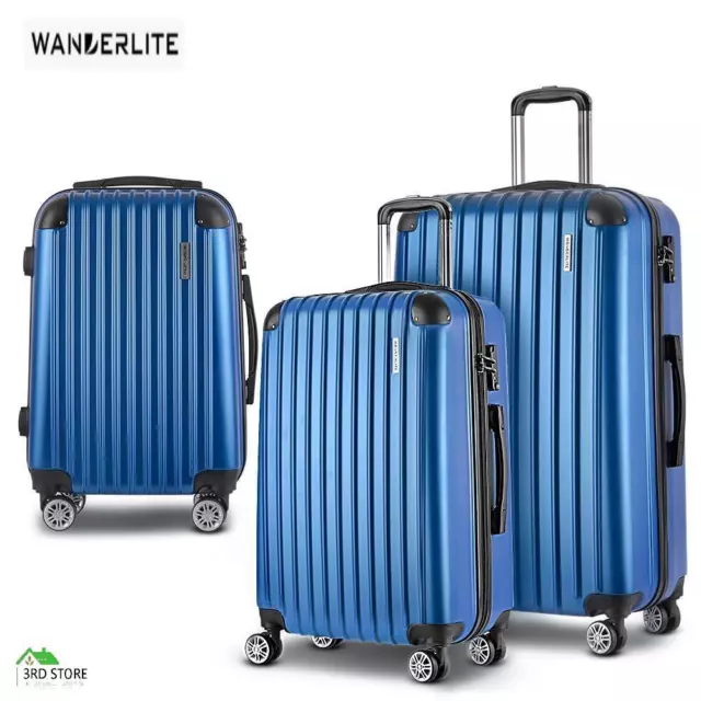 RETURNs Wanderlite 3pc Luggage Sets Suitcases Trolley Set TSA Hard Case Lightwei