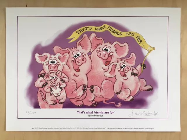 Rare Piggin Thats What Friends Are For Signed Limited Edition Print 66/1000 Pig