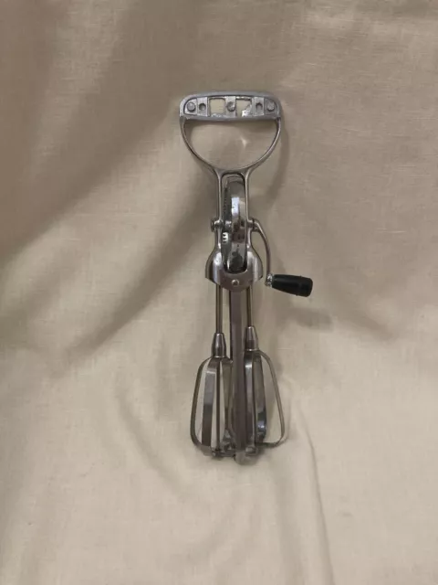 Vintage Hand Held Crank Mixer Egg Beater Stainless Steal