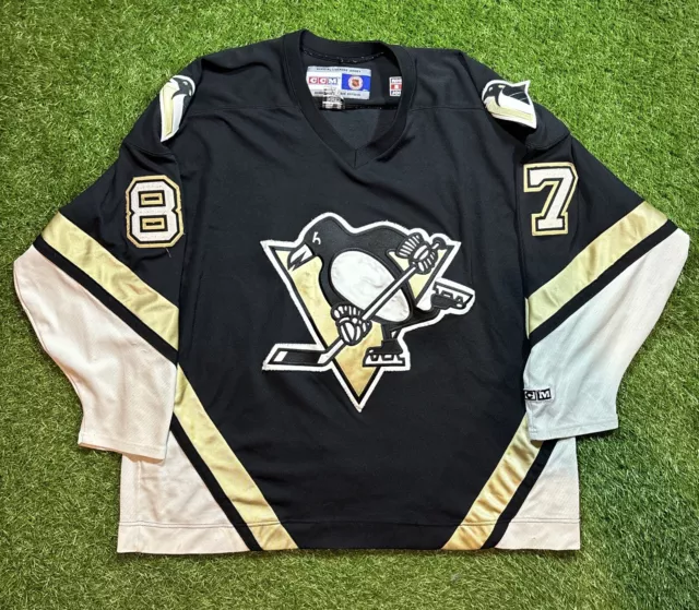 Vtg CCM Pittsburgh Penguins Crosby #87 Mens Sz 2XL NHL Hockey Jersey Black