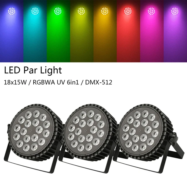 3PCS 270W RGBAW UV LED Par Stage Light DMX DJ Par Can Lights Aluminum Par 64