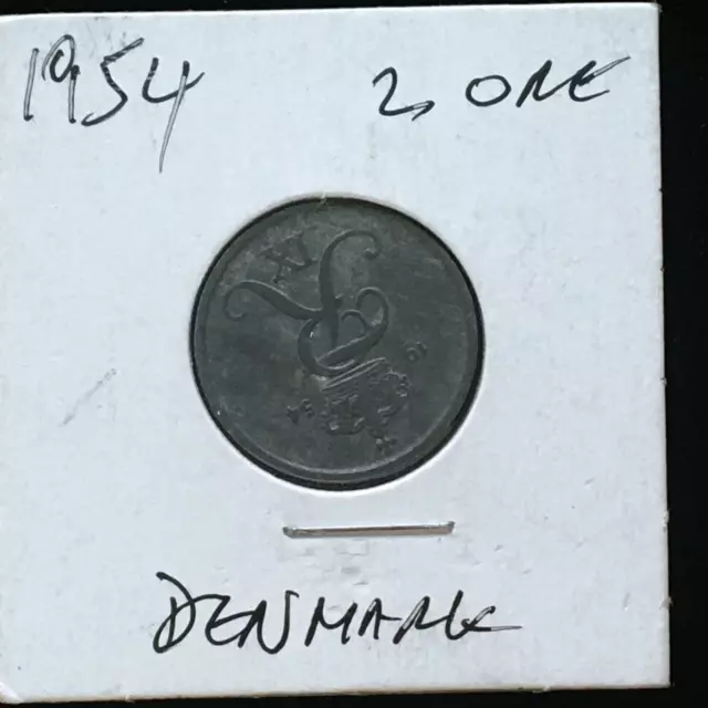 1954 2 Ore Denmark 1954 2  Øre KM# 840.1 2 ORE A213