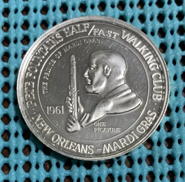 1994 PETE FOUNTAIN'S Half/Fast Walking Club .999 FINE SILVER Mardi Gras Doubloon