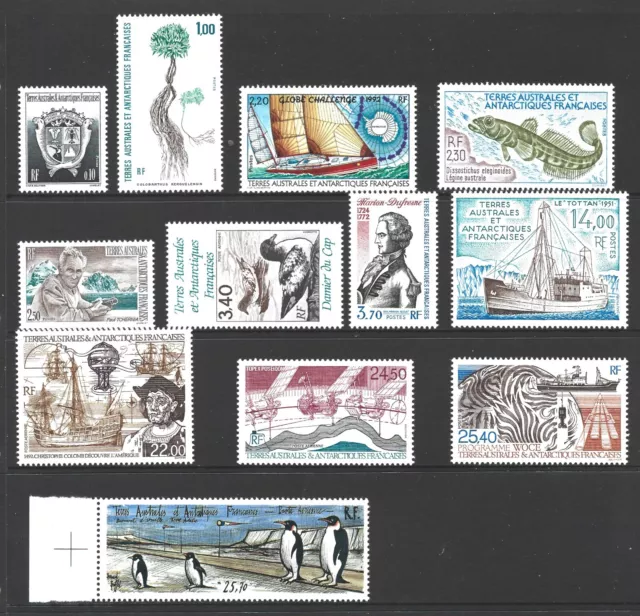 French Antarctic/Fsat/Taaf 1992, Complete Year (12), S.g 285, 295-305 Mnh**