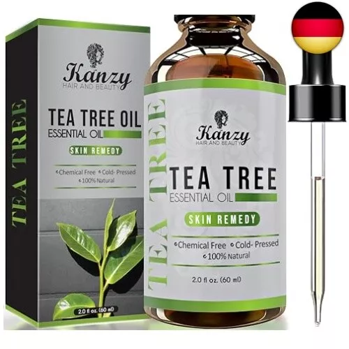 Kanzy Teebaumöl Bio Naturrein 60ml mit Pipette Kaltgepresst Tea Tree Oil für G