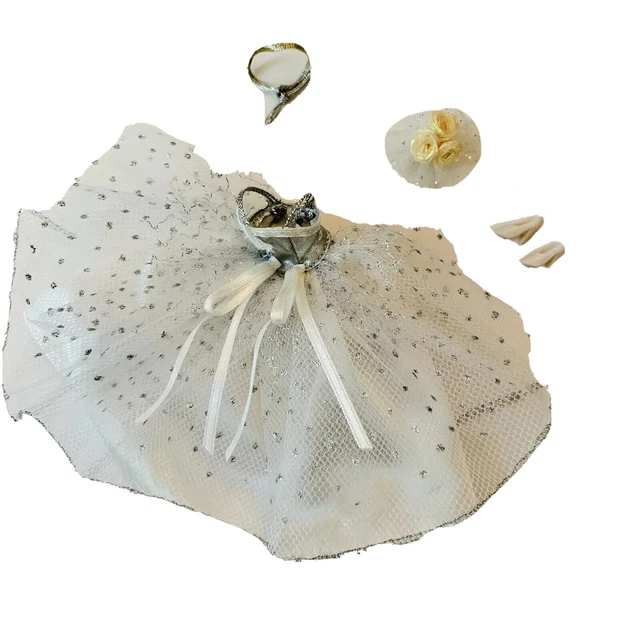 Starr 6.5” Doll Wedding Dress Silver White Butterfly Bouquet Shoes Headband 1996