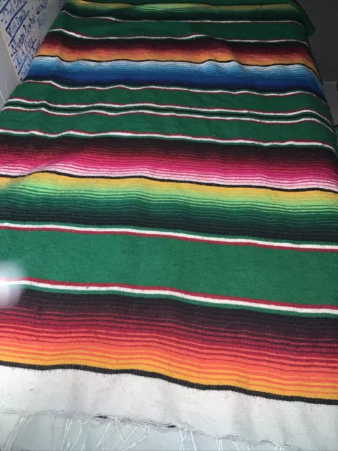 Serape Mexican Blanket, Saltillo Southwestern Afghan 5’ X 7’