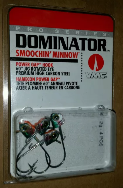 VMC 1/16 oz Pro Series Dominator Smoochin' Minnow Fishing Jigs Qty. 4 Perch