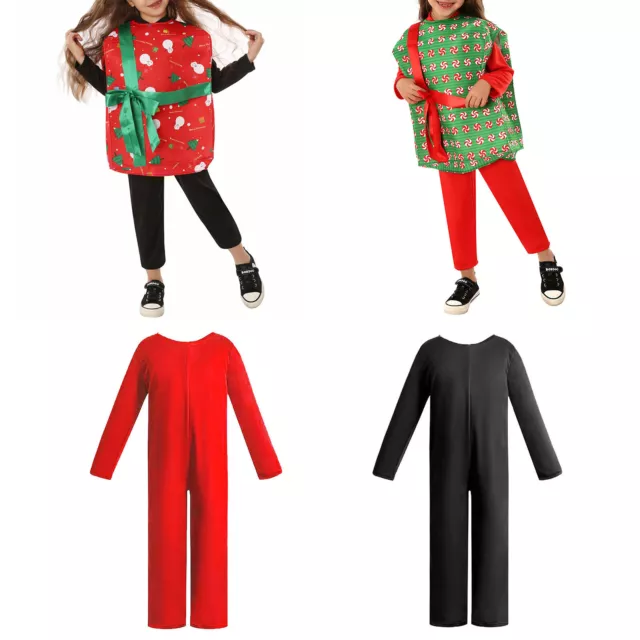 Kids Suit Cute Set Cosplay Christmas Costume Tops Jumpsuit Round Neck Leotards