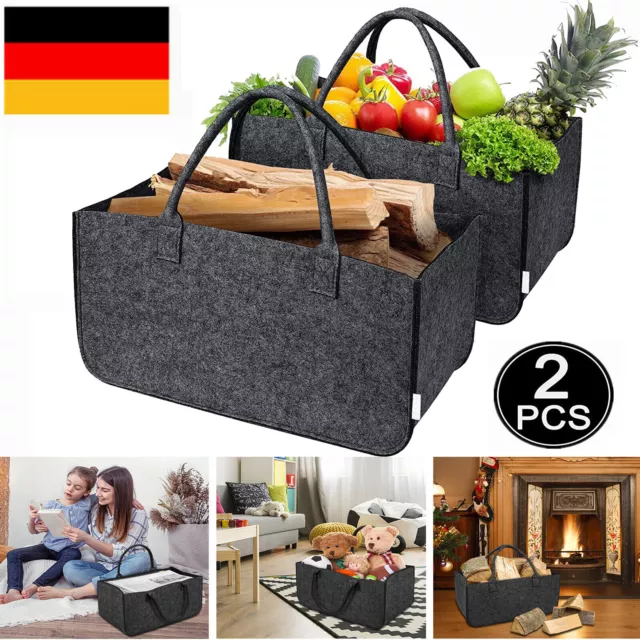 2 Set Filztasche Kaminholzkorb Filz Einkaufstasche Filztaschen Filzkorb Shopper