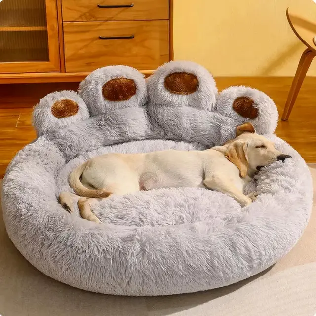 Dog Bed Cat Bed Pet Calming Bed Soft Warm Large Plush Cushion Washable