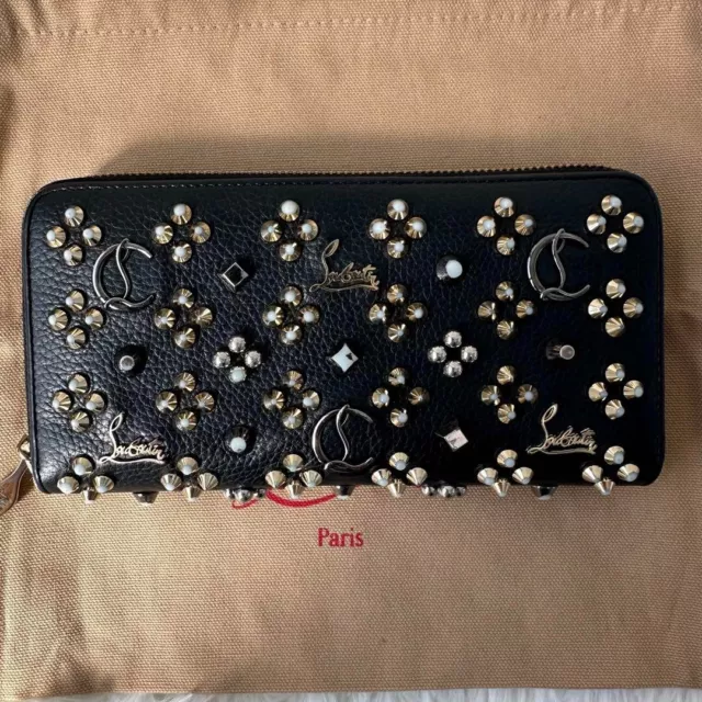 Christian Louboutin Zip Around Panettone Black Long Wallet Studs USED JAPAN