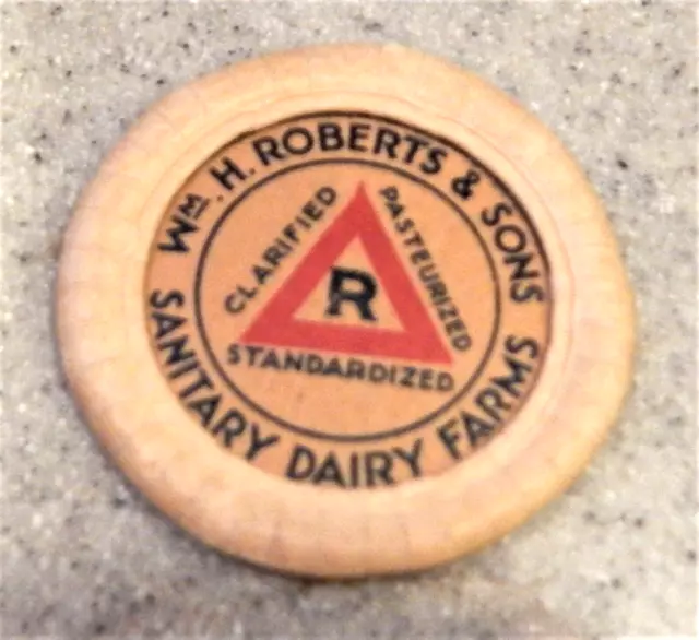 Wm. H. Roberts & Sons Sanitary Dairy Farms Milk Bottle Lid - Indianapolis, Ind.