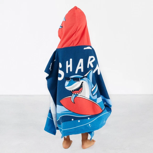 Mijaja 3-7Y Little Baby Boy Girl Hooded Towel Beach Bathrobe-Navy Shark