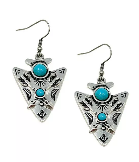 EARRINGS HORSE & WESTERN JEWELLERY JEWELRY NATIVE USA ARROW EARRINGS - SILVER b